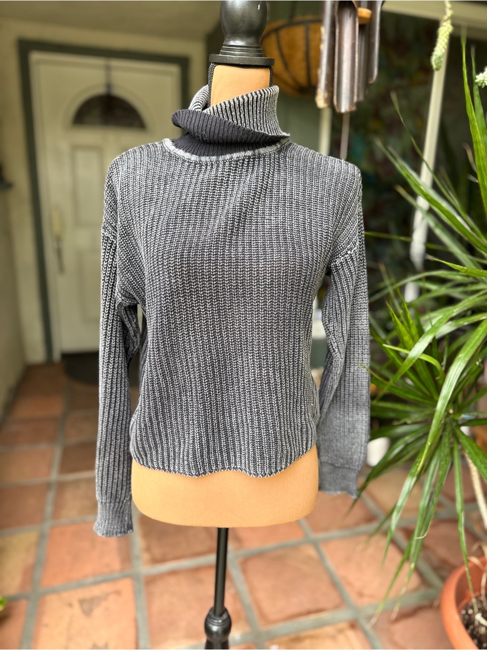 Ten Sixty Sherman Gray Ribbed Turtleneck Sweater